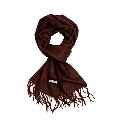 TZ Promise Plain Solid Color Cashmere Feel Classic Soft Luxurious Winter Scarf for Men Women (Brown)
