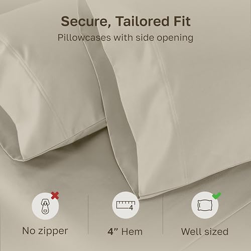 Image of California Design Den 800 Thread Count 2-Pack Pillowcases Queen, Beige
