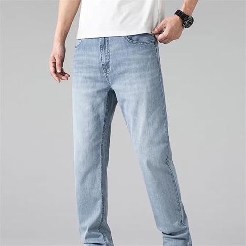 Men's Long Jeans – Straight Light Blue Stretch Denim Pants, Business Casual Trousers for Tall Men2