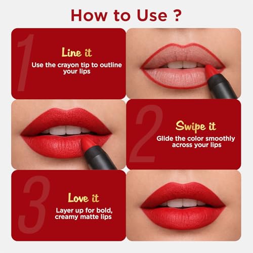 Image of Glam21 Lip Seduction Non- Transfer Crayon Lipstick up to 12 Hours Stay | Lightweight & Longlasting|Creamy Matte | Smudge Proof - 3.6gm| Staycation | 25