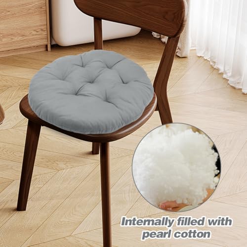 4er Set Stuhlkissen Rund 40cm,Runden Sitzkissen Gefüllte Sitzkissen,Stuhlkissen Anthrazit für Gartenstuhl,Bürostuhl,Balkonstuhl,Weiche Indoor & Outdoor Kissen Sitzpolster für Esszimmer,Wohnzimmer,Haus