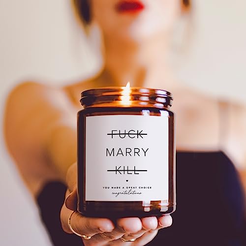 Image of ThreeKin Engagement Candle, Gift for Engaged Couples | Lavender & Lemongrass Soy Wax Blend | 65-Hour Burn Time | Scented Jar for Bridal Showers & Brides to Be