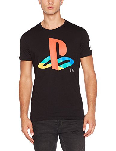 Meroncourt Sony Playstation Classic Logo and Colours T-Shirt, Noir (Black), XX-Large Homme