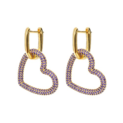 Boucles d'oreilles créoles argent 925 femme cœur creux zircone cubique cartilage hypoallergénique