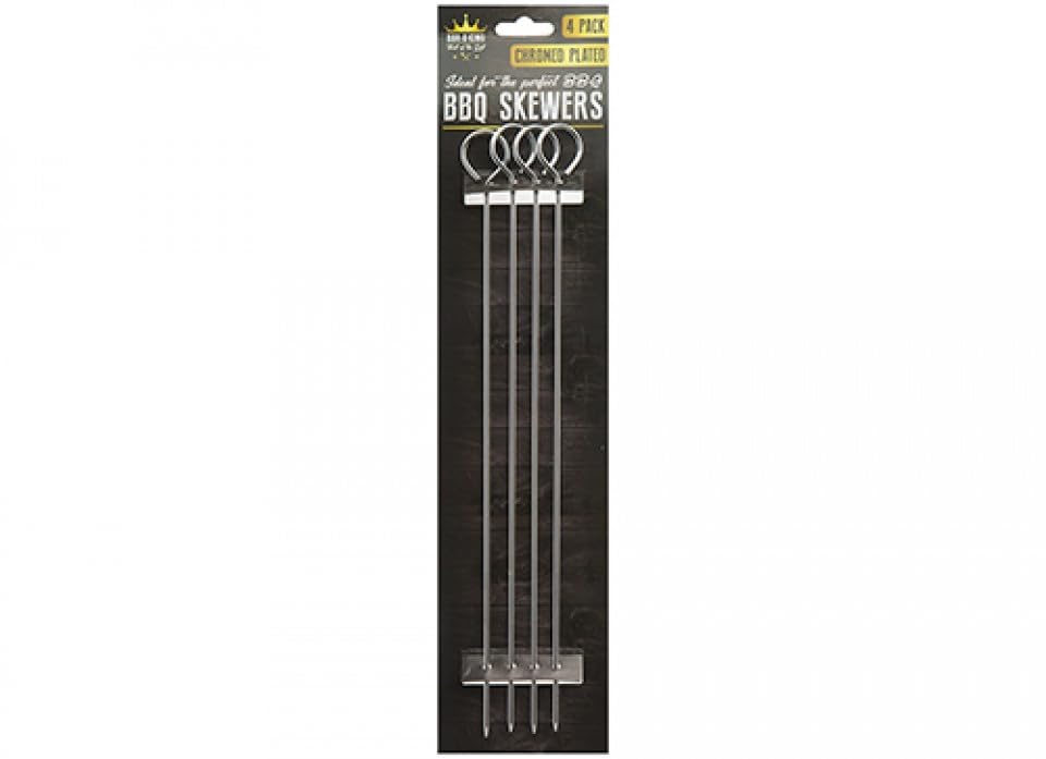 PMS 910060 - Brochetas de acero cromado para barbacoa (30,48 cm), paquete de 4