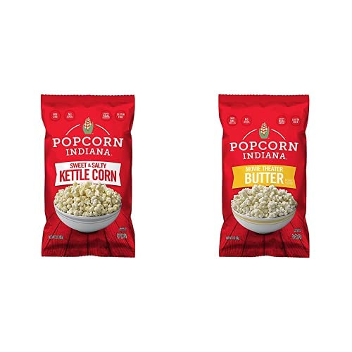 Popcorn Indiana Kettle Corn,3 Ounce (Pack of 6) + Popcorn Indiana Movie Theater Butter 3 Ounce (Pack of 6)