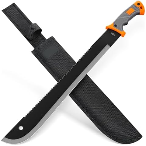 Machete with Saw - 25” Heavy Duty Tool & Sheath - Ergonomic No-Slip Handle - Survival Knife with Serrated Blade - Machetes for Bushcraft Outdoor Hunting Garden Cutting Trees and Yard Work 13153 Cover