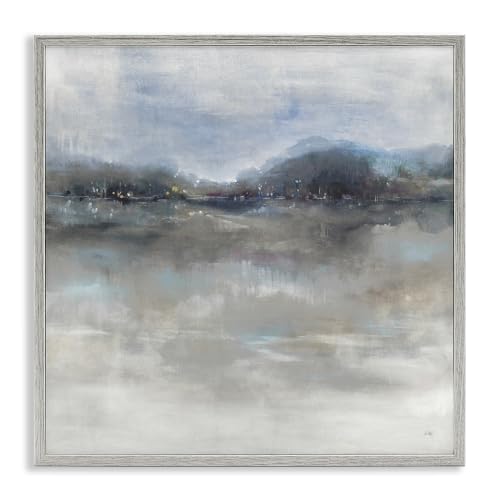 Misty Water Reflection Landscape, 24 x 24 Inch Framed Giclée Print