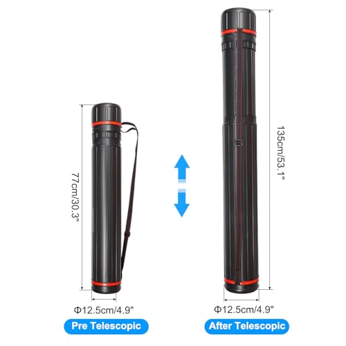 Image of PATIKIL Extendable Poster Tubes, Expand from 30.5 inch to 53.1 inch with Strap, Art Document Storage Carry Tubes for Blueprints Drawings Artwork, Black