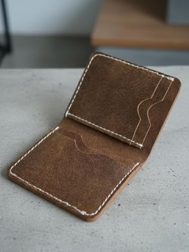 Image of Genuine Leather Card Holder Wallet for Men & Women | Slim Pocket Size Card Holder with Cash Slot | Debit Credit Visiting Card Organizer for Daily Use (Style 11)