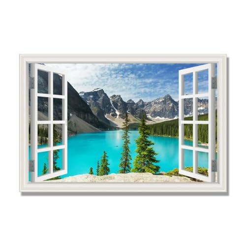 NHLDZYH Marco Interior. Ventana Falsa Decorativa - Cuadro de Lienzo con Paisaje para Interior - Decoración para Hogar, Oficina o Comercio - Listo para Colgar. C198. 30x45cm.