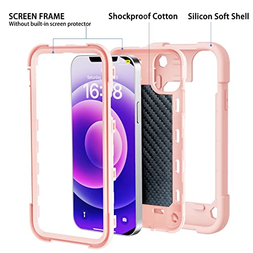 Image of MARKILL Compatible with iPhone with Built-in 360Rotating Ring Stand, Military Grade Drop Protection Full Body Rugged Heavy Duty Case Durable Cover (Pink, iPhone 12 /12Pro 6.1 inch)