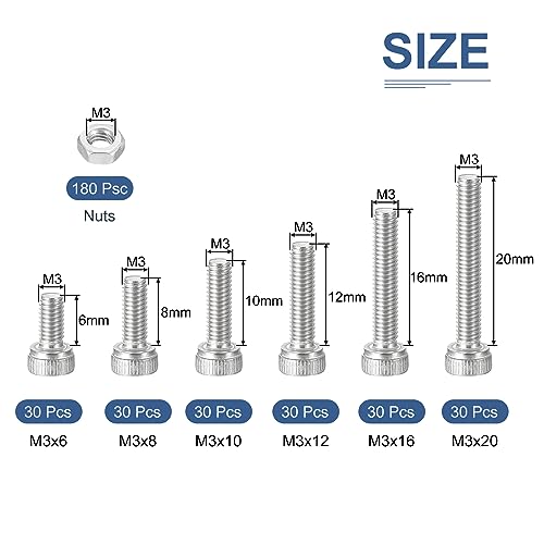 DTGN 360Pcs M3 Metric Screw Assortment, Bolts and Nuts Kit - Image 2