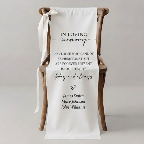 Custom Reserved In Loving Memory Wedding Fabric Chair Sign Memorial Banner