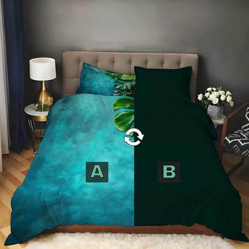 Linge de lit abstrait sarcelle en microfibre premium avec parure 3 pièces - 5