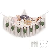 Pretty Jolly Stofftier-Hängematte, Boho-Quaste, Blatt, Eck-Hängematte, Plüsch-Netzhalter für Kinder, Mädchen, Jungen, Geschenk, Kinderzimmer, Dekoration (Beige)