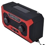 Radio d'urgence, Commutation AM/AM Alarme SOS Survie Portable Radio Power Bank Charge Solaire pour Camping Aventure en Plein Air Rouge-Style européen