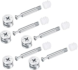 20PCS 3-in-1 Furniture Connection Kit, Eccentric Cam Lock Ø15mm and M6x40mm Dowel Screws, Pre-Inserted Ø11mm Plastic Nut, for Splicing Assembly of Table Cabinets