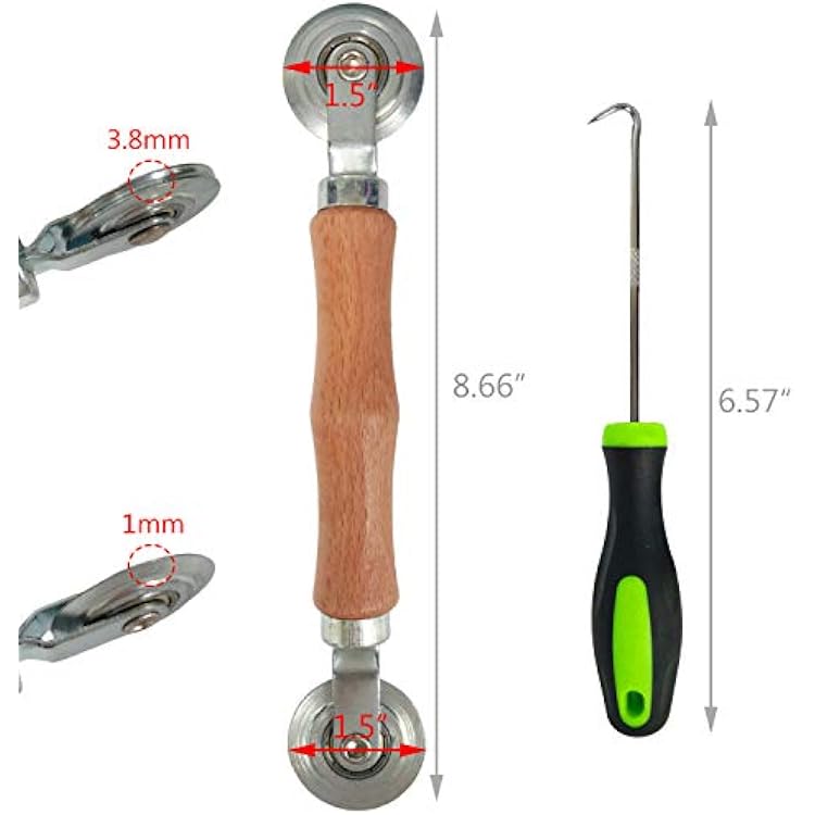 Rolling Screen Tool,Screen Tools for Installing Door Screens Window,Spline Tool,Screen Repair Tool Spline Roller for Installing Door Screen Window,with Steel Wheels and Layering Hook Tool