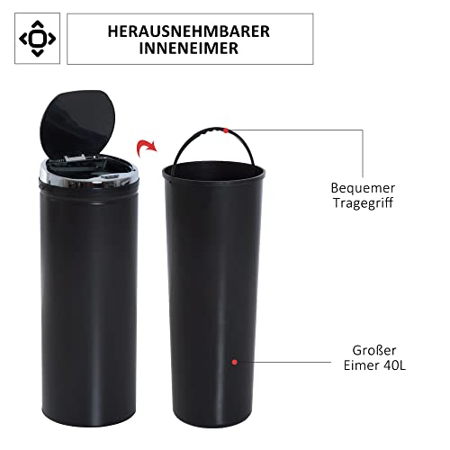 HOMCOM Sensor Mülleimer 50L Automatischer Mülleimer mit Bewegungssensor, Abfalleimer Abfallbehälter Müllbehälter für Küchen Büro, Schlafzimmer, Schwarz – Bild 7