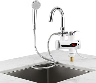Elevea 𝟏𝟓 𝐘𝐞𝐚𝐫𝐬 𝐆𝐮𝐚𝐫𝐚𝐧𝐭𝐞𝐞, Instant Tap Geyser with Hand Shower, Dual Outlet for Sink and Spray, Real‑Time Temp Display 30–60°C, Safety Leak Protection, Compact Point‑of‑Use Heater
