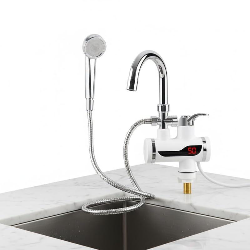 Drumstone 𝟏𝟓 𝐘𝐞𝐚𝐫𝐬 𝐆𝐮𝐚𝐫𝐚𝐧𝐭𝐞𝐞, Tankless Water Heater Faucet Combo, Quick Heat in Seconds, ABS and Metal Build, 360 Degree Spout, Efficient Hot Water for Kitchen Bathroom Vanity-image-41