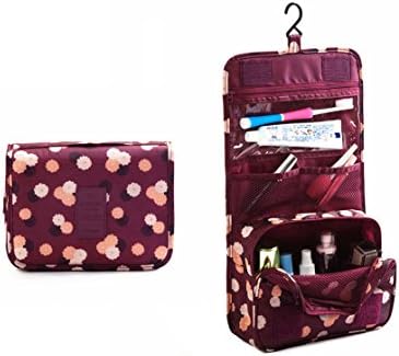 iLotusBAG Hanging Travel Toiletry Kit,Travel Organizer Cosmetic Bag for Men & Women (Burgundy Floral)