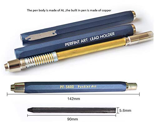 Metal Lead Holder With Sharpener 5.6 Mm Mechanical Automatic Pencil For Draft Drawing Crafting Art Sketching Shading Draughting Soft Charcoal Pencil Clutch Pencil #TOP4