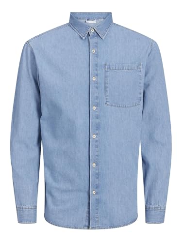 Jack & Jones JJICREEK JJSHIRT L/S MF 596 Noos, Azul Vaquero. Paquete: Azul Claro, L