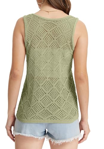 Image of Bosmeer Women's Hollow Sweater Vest Crochet Tank Tops Knit Out Sleeveless Cover Up Summer Boho Top Pullover
