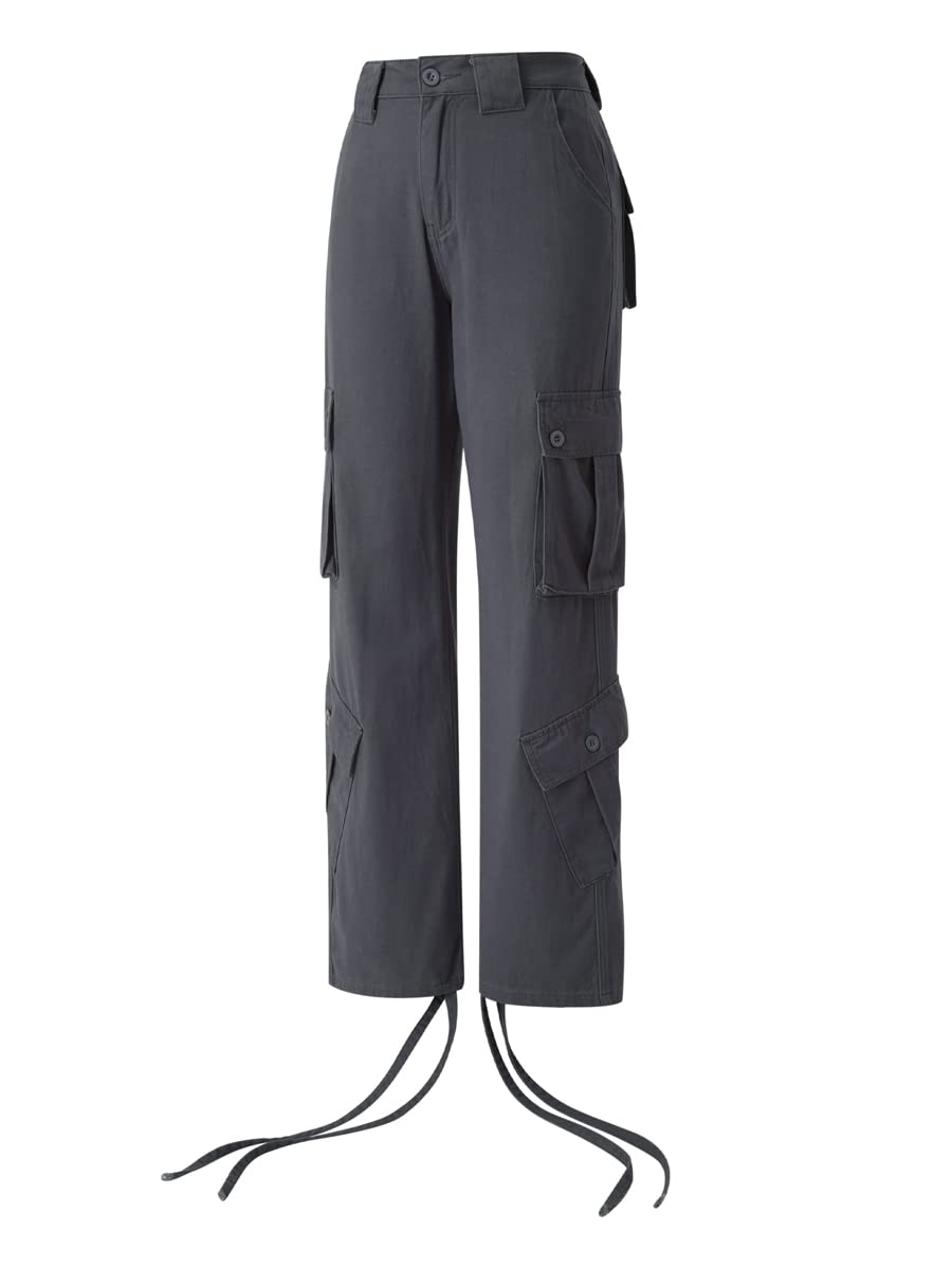 Damen High Waist Cargo Jeans Flap Pocket Wide Leg Denim Pants Relaxed Fit Baggy Jeans Loose Long Pants Y2K Fashion