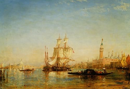 Peinture Félix Ziem décoration murale salon moderne affiche navires Bacino San Marco 60x90cm