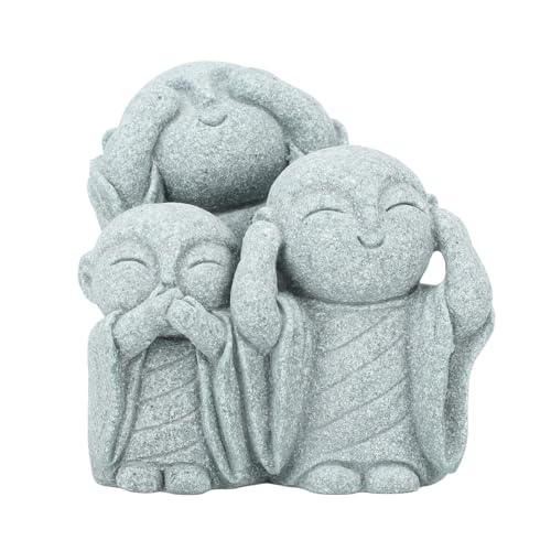Aladeno Mini Estatua de Buda Monje de Piedra Arenisca Verde, estatuas de Piedra Arenisca de Buda, esculturas de oración, decoración de Buda, estatuas de Buda para el hogar, (Style 3)