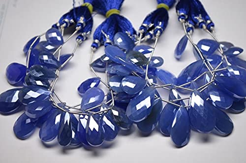 Chalcedony briolette microfaceted pear shape bead pour fabrication bijoux artisanaux