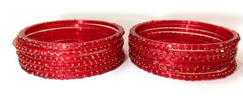 KAMAK Plain and Glossy Finished CUBE Raindrop Glass Bangle Set For Women and Girls - Pack of 122