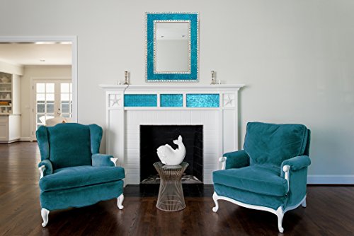 Decorshore Mosaic 30X24 Crackled Glass Decorative Wall Mirror, Turquoise #TOP3