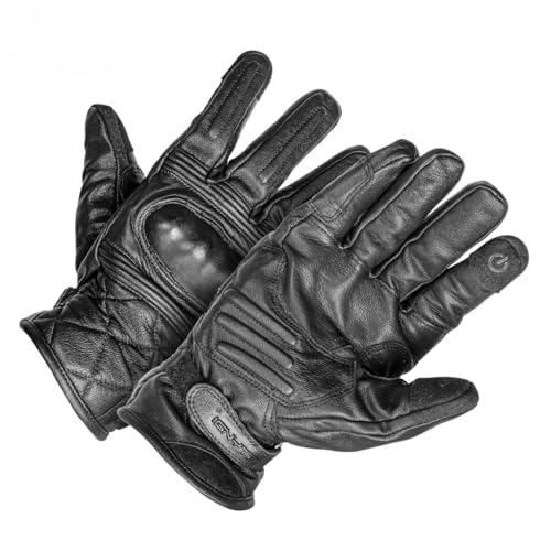Image of Ignyte Streak Leather Gloves Full Finger Waterproof Bike Riding Gloves with Touch Screen Sensitivity at Thumb and Index Finger, Protective Off-Road Motorbike Racing (M, Black)