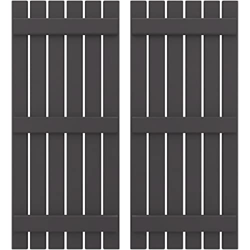 Ekena Millwork ARW401SB623X48SMH Americraft Six 3 Exterior Real Wood Spaced Board-n-Batten Shutters (Per Pair), 23 1/2"W x 48"H, Shadow Mountain