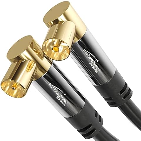 KabelDirekt - 4K Antennenkabel, TV Kabel 90° gewinkelt - Fernsehkabel mit bruchfestem Metallstecker für digitales & analoges Fernsehen - 5 m (Winkel-Stecker auf Winkel-Buchse für DVB-C/DVB-T/DVB-S) Cover