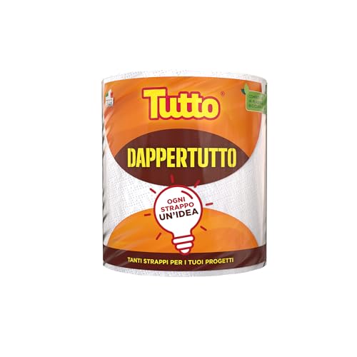 Tutto Nuova Bobina Dappertutto 400 Strappi 2 Veli, 1 Pezzo, Carta Multiuso Super Assorbente, 100% Made in Italy