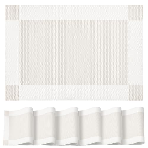 Artoid Mode Beige Crossweave Vinyl Non-Slip PVC Set of 6 Placemats