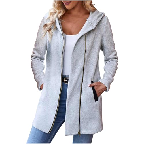 Womens Fashion Hoodies Zip Up Long Sleeve Sweatshirt Jackets with Pockets Loose Fit Casual Trendy Lightweight Coat
