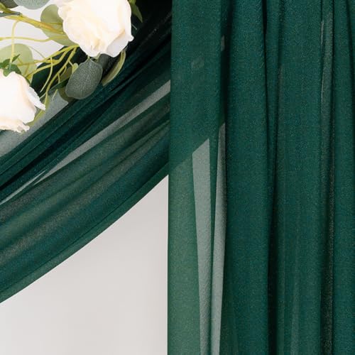 Image of Dusty Blue Wedding Glitter Arch Draping Fabric 29 inch x 6.5 Yards 3 Panels Sheer Backdrop Curtains Drapery for Summer Wedding Ceremony Birthday Party Indoor Ceiling Decor