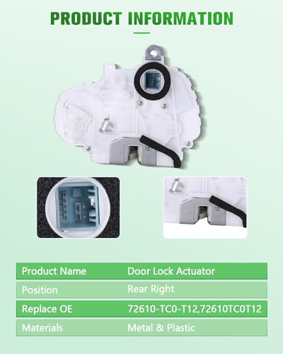 Image of SCITOO Power Door Lock Actuators Rear Right Door Latch Replacement Fits for 2008-2012 for Honda 72610-TC0-T12