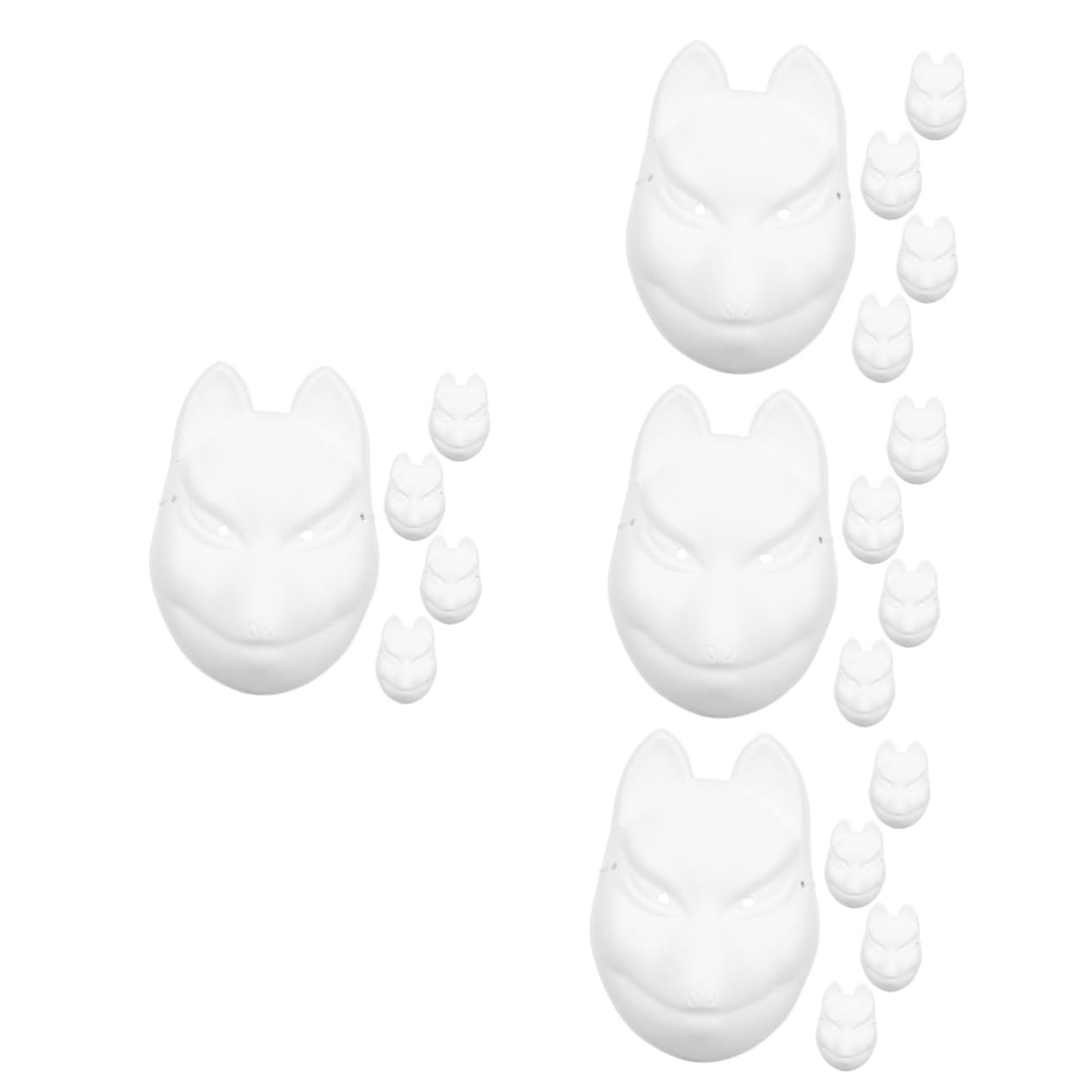 WOONEKY 20 Pièces Masque renard enfant Masque de renard e DIY e de chat e peint en papier déguisement d'halloween cosplay bricolage mardi gras es blanche