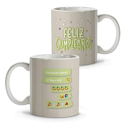 LolaPix Taza felicidades. Tazas Personalizadas. Tazas Desayuno Originales. Varios diseños. CUMPLEAÑOS Whatsapp