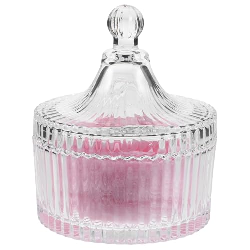 MUCKLILY Large Powder Puff for Women with Glass Container Fluffy Makeup Puff for Body Powder Application Cute Bow Design Durable Soft Texture for Foundation Glitter