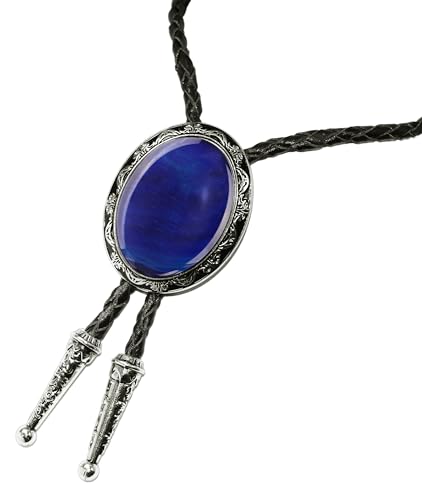 Image of Moranse Bolo Tie with Natural Tiger Eye Stone Celtic Style Genuine and Cowhide Rope