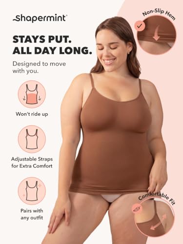 Image of SHAPERMINT Womens Tops - Scoop Neck Cami Body Shaper for Women, Shapewear Tummy Control, Camisole Tank Tops for Women