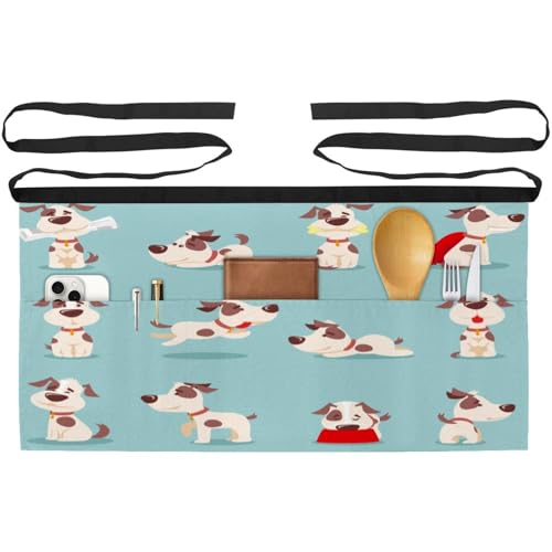 Tablier court de chef à 3 poches lot de 3 demi-tabliers de cuisine multicolores